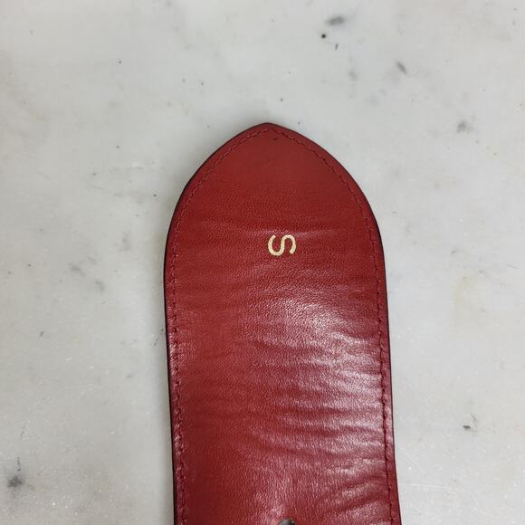 Paloma Picasso Red Leather Gold Chain Buckle Belt Made in Italy Vintage 31x2 - Picture 14 of 14